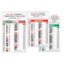 Calendario trimestrale, Art.16 grafica testata personalizzabile