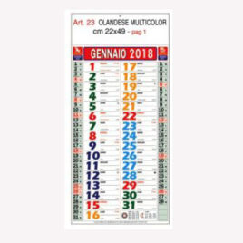 Calendario multicolor Art. 23, testata personalizzata