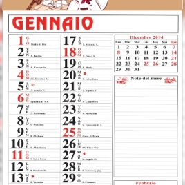 Calendario appunti Art.21 con vermiglione personalizzato