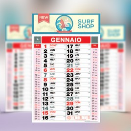 Calendario trimestrale, Art.16 grafica testata personalizzabile