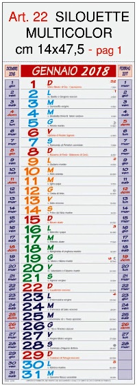 Calendario silhouette Art. 22, stampa testata personalizzata