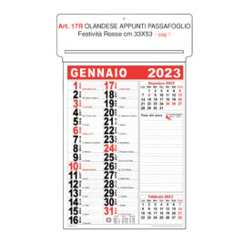 Calendario appunti passafoglio Art. 17 personalizzato