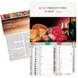 Calendario Prodotti Tipici,12 fogli, Art. 37 grafica testata personalizzabile