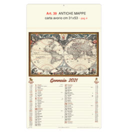 Calendario mappe antiche del mondo figurativo, Art. 39 grafica testata personalizzabile