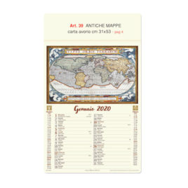 Calendario mappe antiche del mondo figurativo, Art. 39 grafica testata personalizzabile
