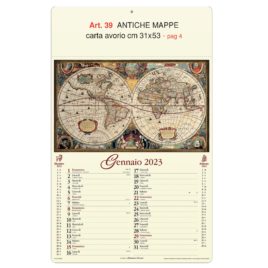 Calendario mappe antiche del mondo figurativo, Art. 39 grafica testata personalizzabile