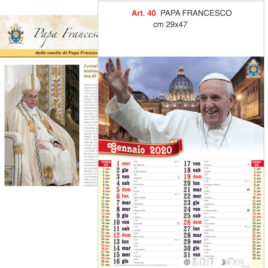 Calendario Papa Francesco 12 fogli, Art. 40 grafica testata personalizzabile