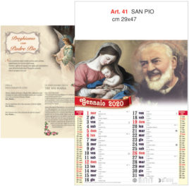 Calendario Padre Pio 12 fogli, Art. 41 grafica testata personalizzabile