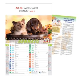 Calendario Cani e Gatti figurato, Art. 45 grafica testata personalizzabile