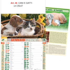 Calendario Cani e Gatti figurato, Art. 45 grafica testata personalizzabile