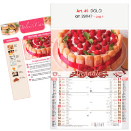 Calendario dolci 12 fogli figurativo, Art. 49 grafica testata personalizzabile