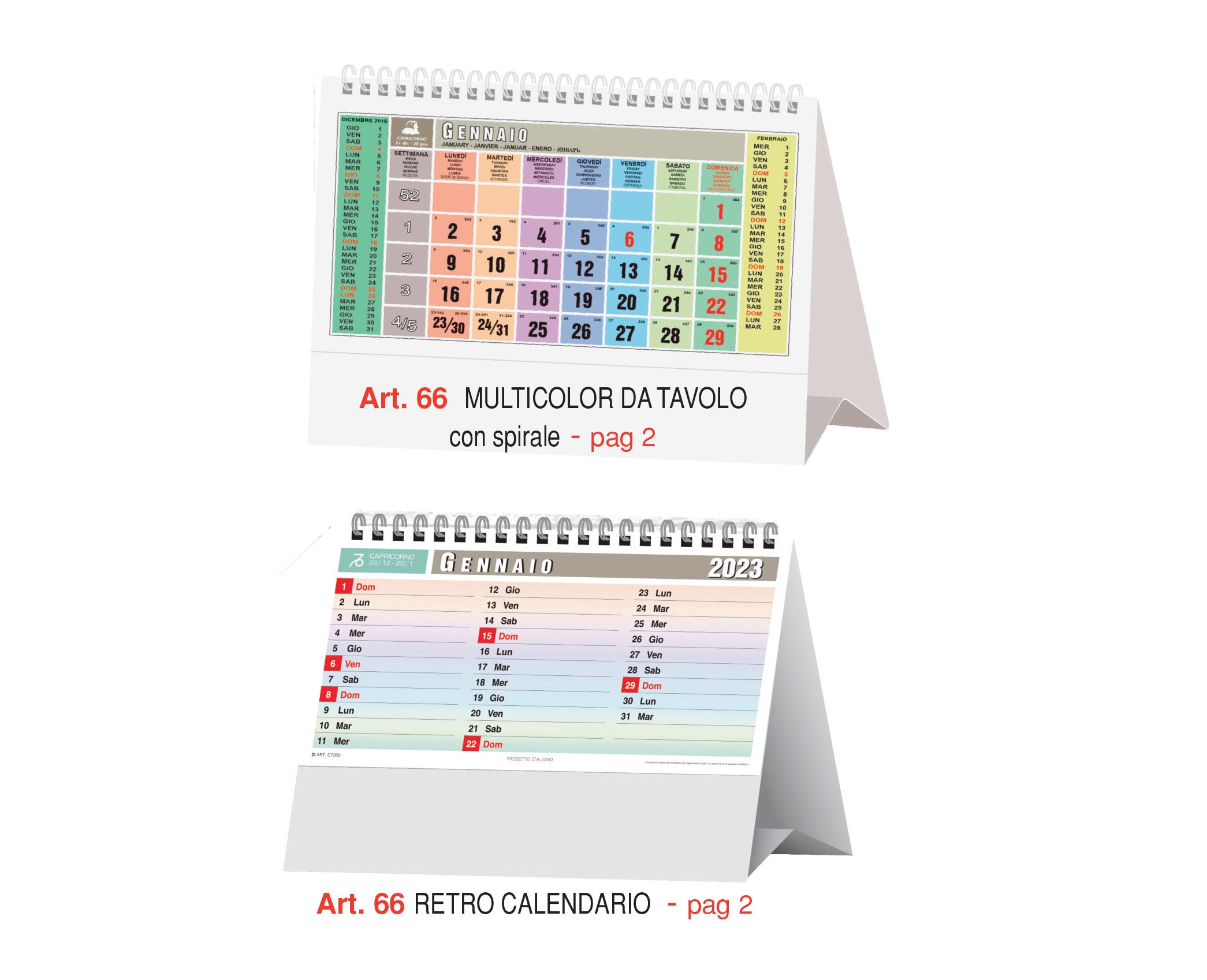 Calendario da tavolo multicolor, Art.66 grafica personalizzabile