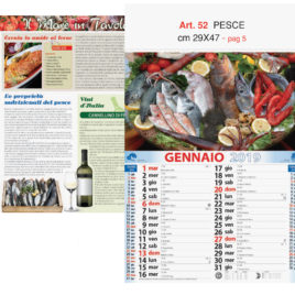 Calendario Pesce figurativo, Art. 52 grafica testata personalizzabile