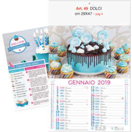 Calendario dolci 12 fogli figurativo, Art. 49 grafica testata personalizzabile