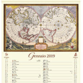 Calendario mappe antiche del mondo figurativo, Art. 39 grafica testata personalizzabile