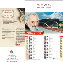 Calendario Padre Pio 12 fogli, Art. 41 grafica testata personalizzabile