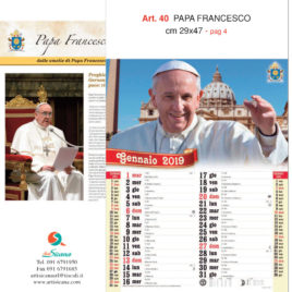 Calendario Papa Francesco 12 fogli, Art. 40 grafica testata personalizzabile