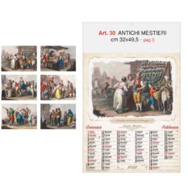 Calendario Antichi mestieri, figurato 6 fogli, Art. 30 grafica testata personalizzabile