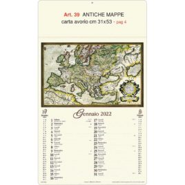 Calendario mappe antiche del mondo figurativo, Art. 39 grafica testata personalizzabile