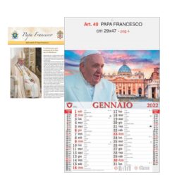 Calendario Papa Francesco 12 fogli, Art. 40 grafica testata personalizzabile
