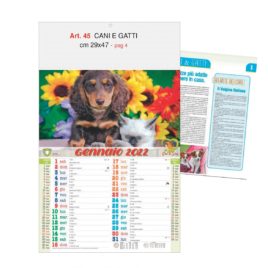 Calendario Cani e Gatti figurato, Art. 45 grafica testata personalizzabile