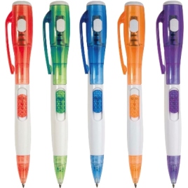 Penna con luce refil blu a rotazione, Art. 150 con stampa logo