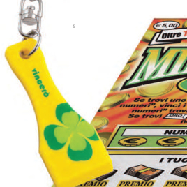 Portachiavi con stampa logo con grattino in plastica, Art. 502