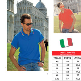 Polo unisex bordi tricolore, art. 916 con la stampa del tuo logo