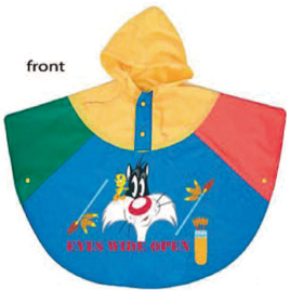 Poncho/mantellina bimbi tricolore art. 923 con la stampa del tuo logo