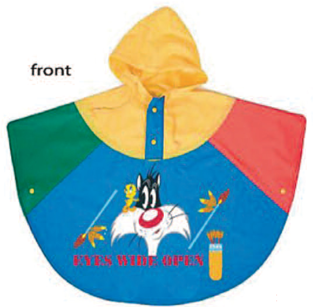 Poncho/mantellina bimbi tricolore art. 923 con la stampa del tuo logo