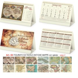 Calendario Antiche Mappe da tavolo, Art.69 grafica personalizzabile