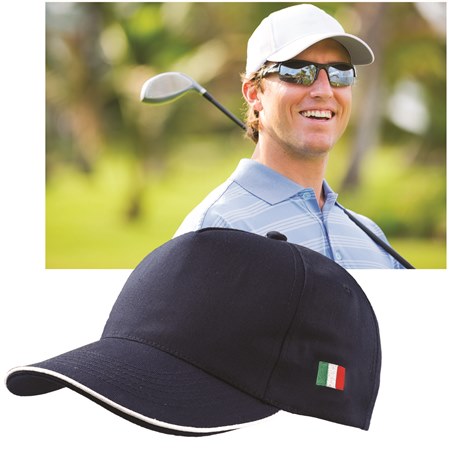 Cappellino baseball con bandiera italia, Art. 197 con stampa logo e grafica personalizzata.