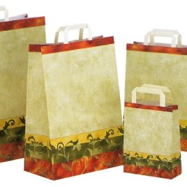 Sacchetto shopper carta Kraft stampato a fantasia, Art. KVE con stampa logo