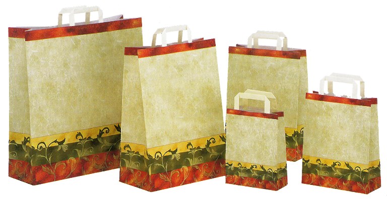 Sacchetto shopper carta Kraft stampato a fantasia, Art. KVE con stampa logo