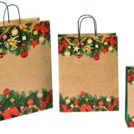Sacchetto shopper carta Sealing Avana stampato a fantasia, Art. SRCO con stampa logo