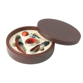 Set Vino 4 pezzi in scatola di legno, Art. 655 con stampa del tuo logo