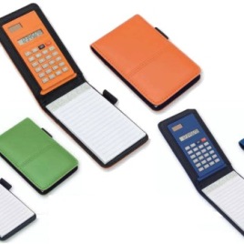 Calcolatrice con custodia cm. 8,5×13,5×1,5, Art. 691 con stampa logo