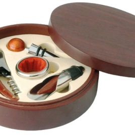 Set Vino 4 pezzi in scatola di legno, Art. 655 con stampa del tuo logo