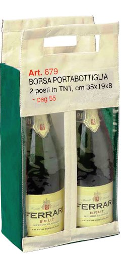 Borsa Portabottiglia 2 posti in TNT, Art. 679 con stampa logo