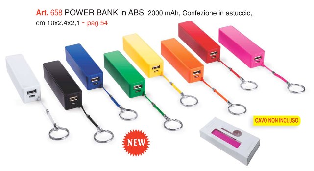 Power bank in ABS, Art. 658 con il logo della tua azienda