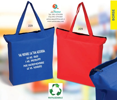 Borsa in tnt chiusura con zip, Art. 229 con stampa logo e grafica personalizzata.