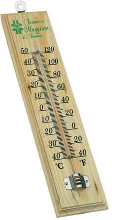 Termometro in legno da parete, Art. 435 con il logo della tua azienda.