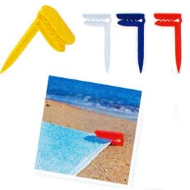 Pinzetta blocca telo mare o stuoia da spiaggia , Art. 635 con il logo della tua azienda