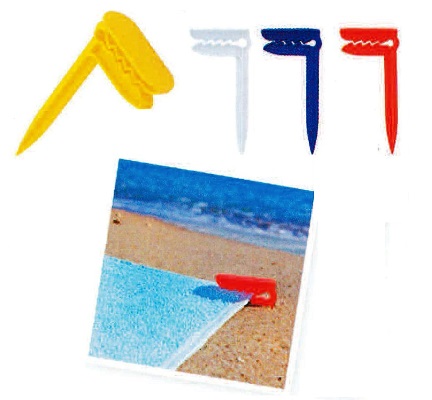 Pinzetta blocca telo mare o stuoia da spiaggia , Art. 635 con il logo della tua azienda