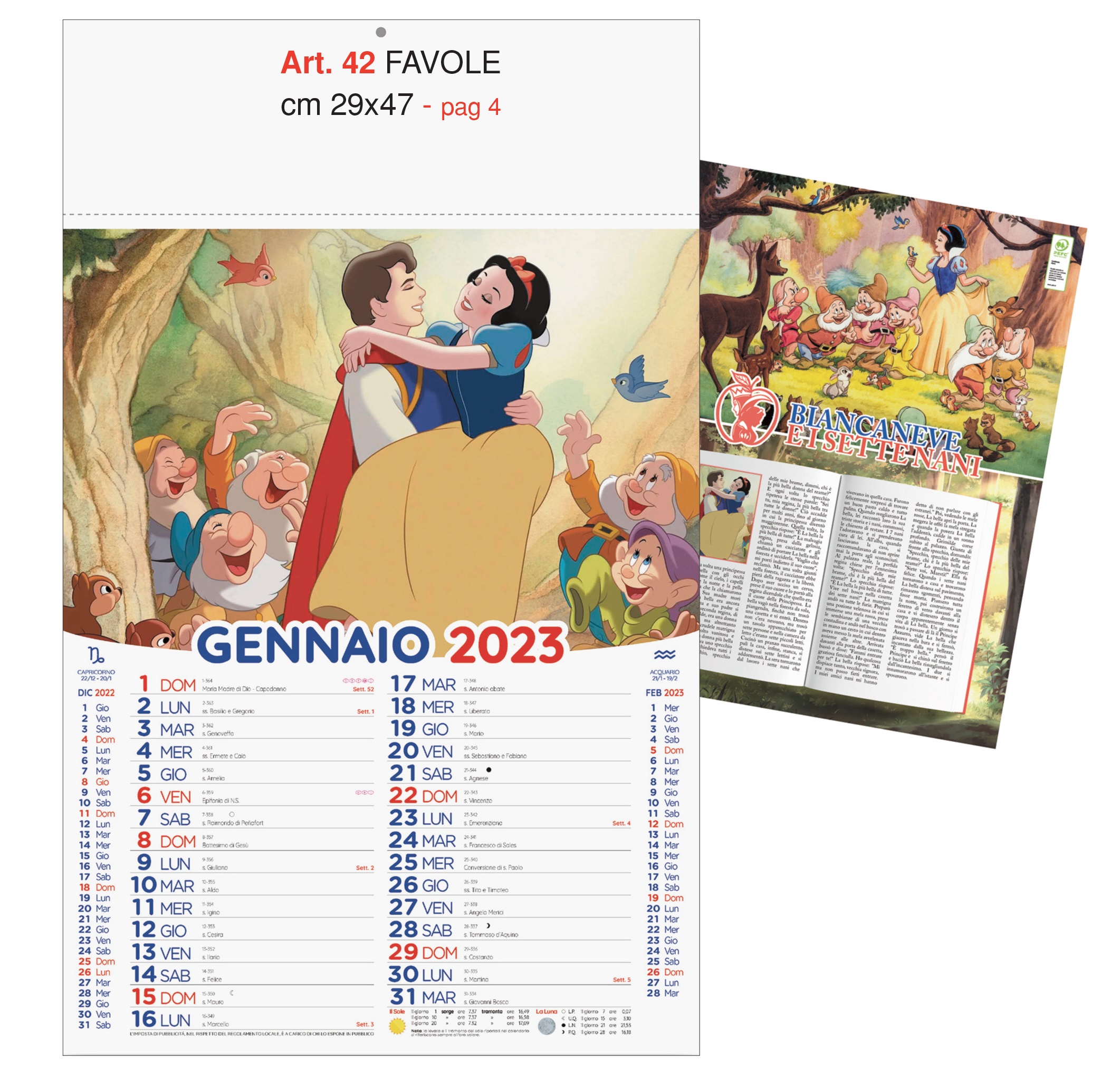 Calendario Favole 12 fogli figurativo, Art. 42 grafica testata personalizzabile