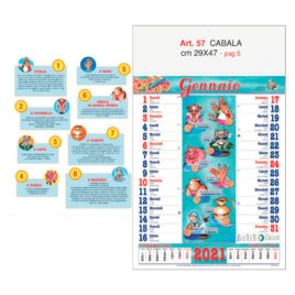 Calendario Cabala e Tombola, 12 fogli figurativo, Art. 57 grafica testata personalizzabile