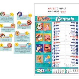 Calendario Cabala e Tombola, 12 fogli figurativo, Art. 57 grafica testata personalizzabile