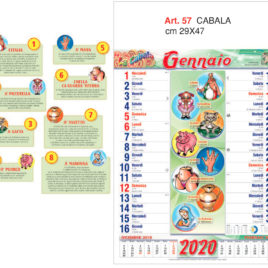 Calendario Cabala e Tombola, 12 fogli figurativo, Art. 57 grafica testata personalizzabile