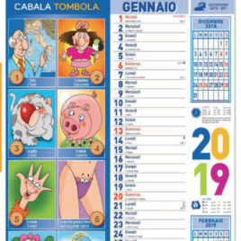 Calendario Cabala e Tombola, 12 fogli figurativo, Art. 57 grafica testata personalizzabile