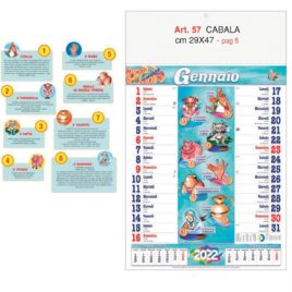 Calendario Cabala e Tombola, 12 fogli figurativo, Art. 57 grafica testata personalizzabile